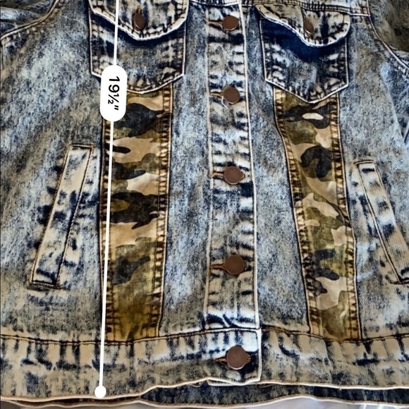 YaYa Club Stonewash Denim Jacket w/ Camouflage Print women's S jean retro boho - Picture 7 of 16